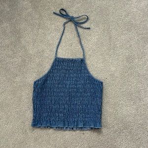 american eagle denim crop top